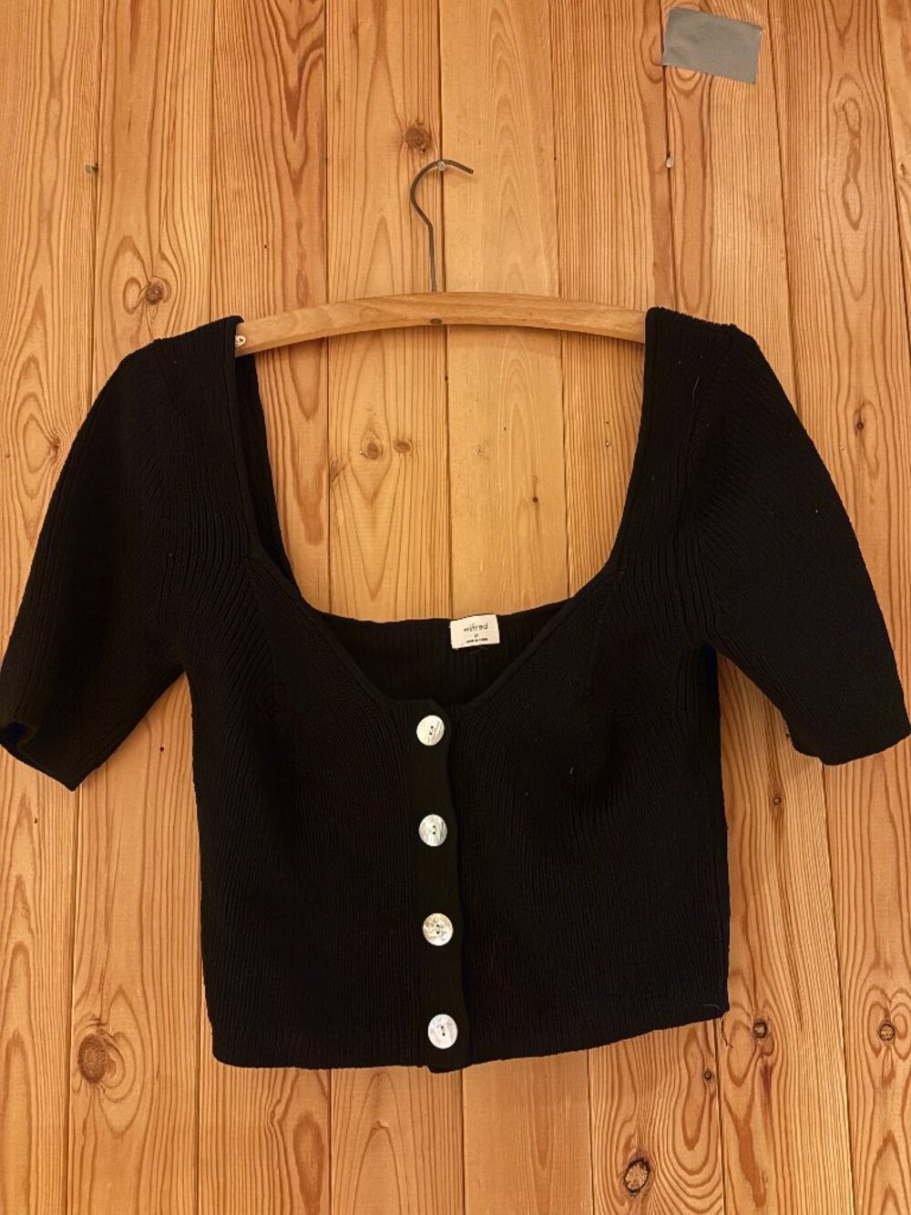 Black Wilfred Knit Front Button Crop Top